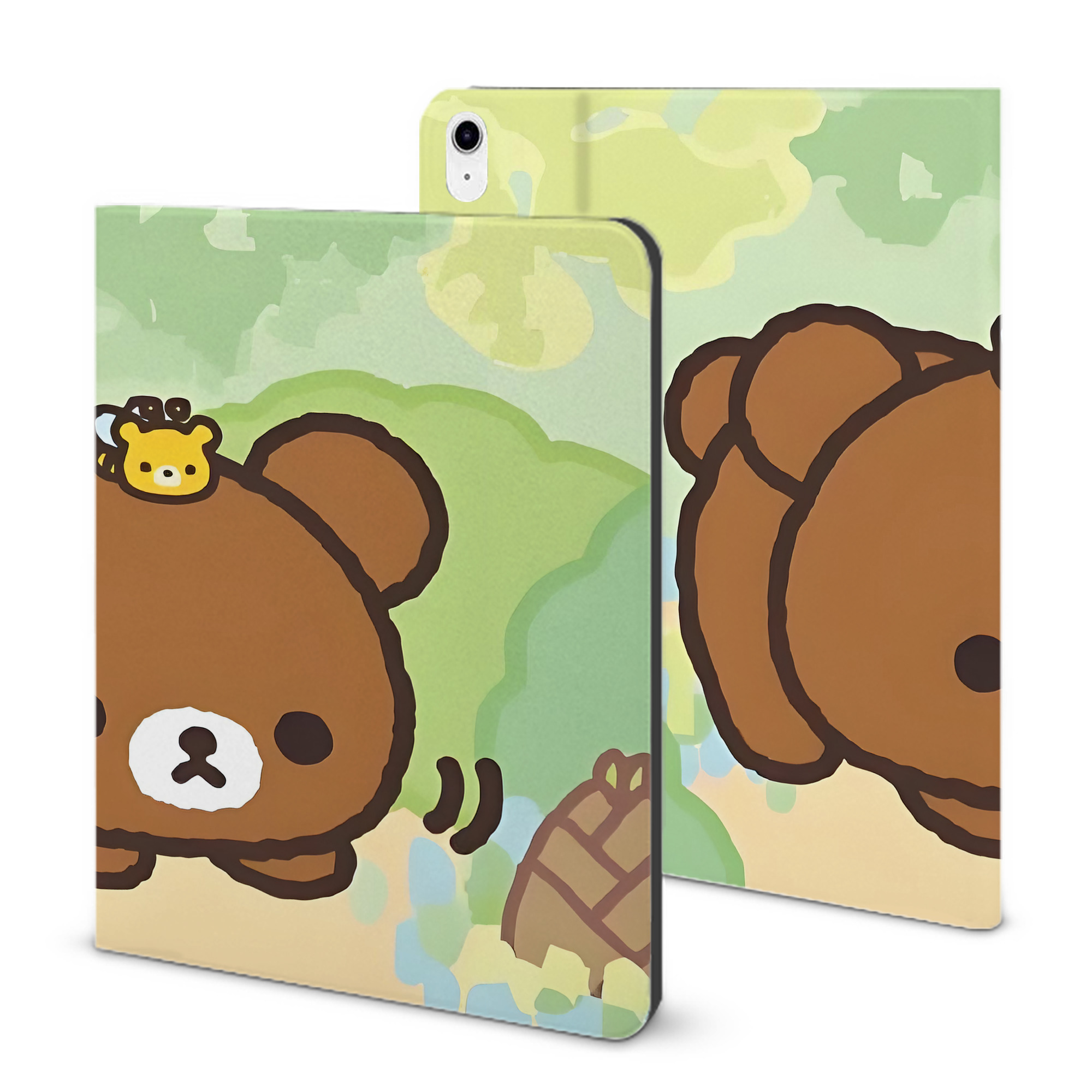 （画像用） リラックマ リラックマ キイロイトリ Rilakkuma Korilakkuma Kiiroitori IPad ケース ブック型 PUレザー TPU 耐衝撃 軽量 薄型 ペン収納なし 全面保護 IPad 各モデル対応